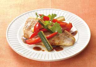 魚と夏野菜のオリーブ油焼き