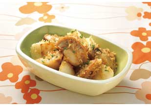 ホタテとかぶのパン粉ソテー