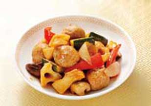 魚の揚げだんごとろみ炒め