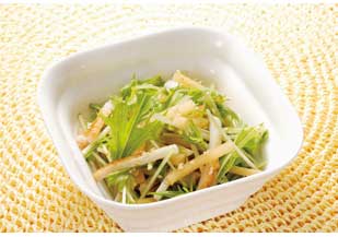 水菜とたくあんのごまサラダ