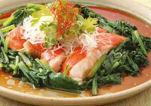 魚と青菜の中華風香り蒸し