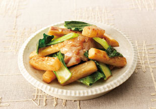 長いもと鶏肉の炒め物