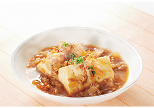 豚挽き肉と豆腐のカレー煮