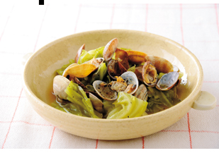 春キャベツとあさりの和風蒸し