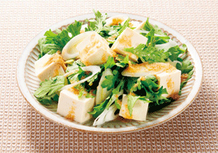 水切り豆腐と春菊のサラダ