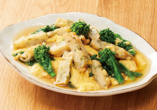 さつま揚げと菜の花の卵とじ